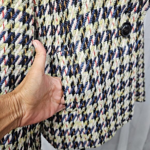 Etcetera Blue Multicolor Tweed Herringbone Single Breasted Blazer Size 4 - Picture 4 of 13